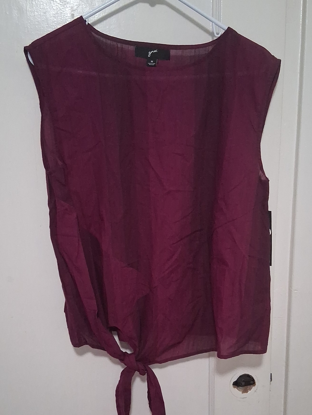GNW Women's Plum Tie-Hem Sheer Sleeveless Camisole